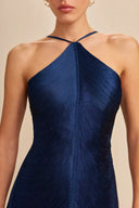 Celestine | Women's Halter Open Back Solid Maxi Dress