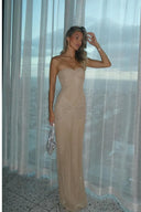 Gigi | Women's Strapless Glitter Mesh Maxi Dress