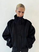 Maia | Women's High Neck Button Front Wool Blend Jacket