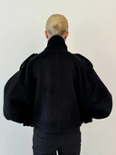 Maia | Women's High Neck Button Front Wool Blend Jacket