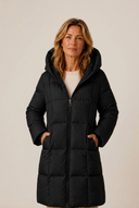 Cece | Women's Hooded Zip Front Side Pockets Long Quilted Puffer Jacket
