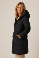 Cece | Women's Hooded Zip Front Side Pockets Long Quilted Puffer Jacket
