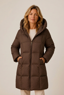 Cece | Women's Hooded Zip Front Side Pockets Long Quilted Puffer Jacket